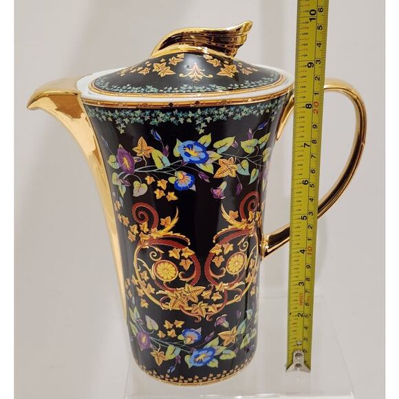 Rutherford Gold Ivy Italy Black Gold Teapot 10" - Picture 14 of 14